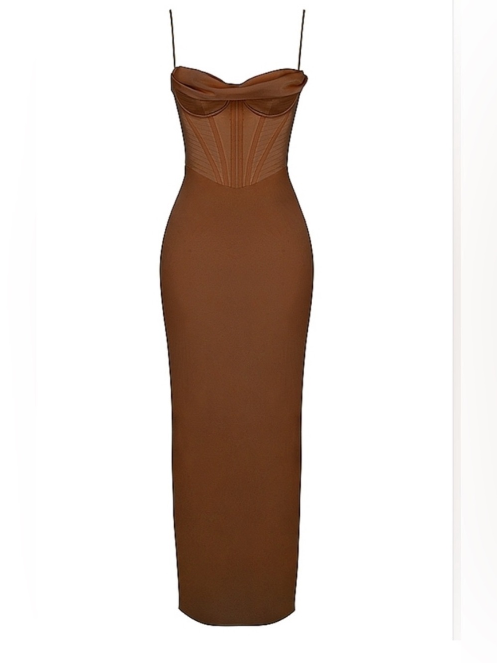 House of CB Charmaine Chocolate Corset Satin Maxi Dress size Medium - Picture 4 of 14